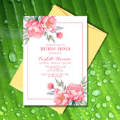 Invitation Elégant Pink Peony Vert Anniversaire Brunch
