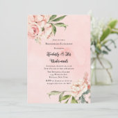 Invitation Élégant Pink Peony Wreath Bridesmaids Déjeuner (Debout devant)