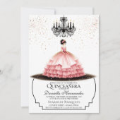Invitation Elegant Pink Quinceañera (Devant)