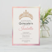 Invitation Elegant Pink Quinceanera 15th Birthday (Debout devant)