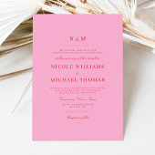 Invitation Elegant Pink Red Monogram Classic Wedding