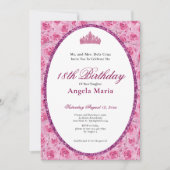 Invitation Elegant Pink Roses Floral 18th Birthday Debut (Devant)