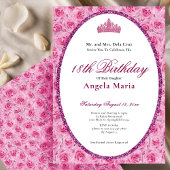 Invitation Elegant Pink Roses Floral 18th Birthday Debut