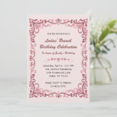 Invitation Elegant Pink Scroll Ladies’ Tea Birthday Party (Debout devant)
