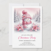 Invitation Elegant Pink Snowman Kids Christmas Invite Digital (Devant)