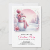 Invitation Elegant Pink Snowman Kids Editable Christmas Invit (Devant)