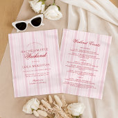 Invitation Elegant Pink Stripe Bachelorette Weekend Itinerary