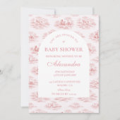 Invitation Elegant Pink Toile Baby Shower (Devant)