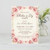 Invitation Elegant Pink Watercolor Valentine's Day Party (Debout devant)