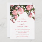 Invitation Elegant Pink White 3D Roses Wedding (Devant)