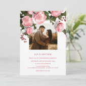 Invitation Elegant Pink White 3D Roses Wedding (Debout devant)