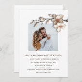 Invitation Elegant Pink White 3D Roses Wedding (Devant / Derrière)