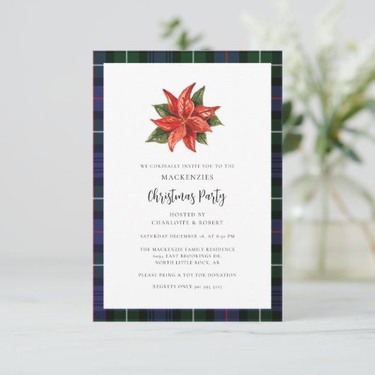 Invitation Élégant Plaid MacKenzie Noël Party Tartan (Debout devant)