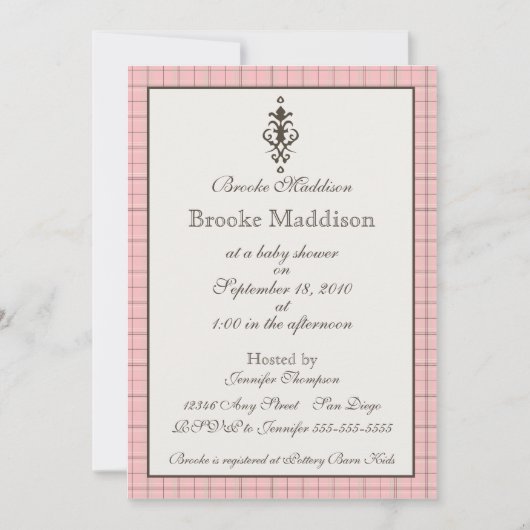 Invitation Élégant Plaid rose (Devant)