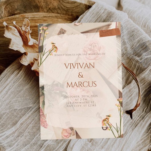 Invitation Elégant Plante de  de texture Fête des mariées