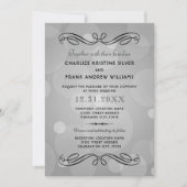 Invitation Élégant Platine et Mariage noir (Devant)