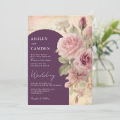 Invitation Élégant Plum et Dusty Rose Mariage (Debout devant)