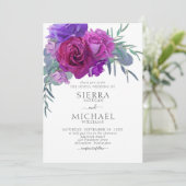 Invitation Élégant Plum Lilac Navy Mariage botanique floral (Debout devant)