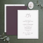 Invitation Élégant Plum violet Calligraphie Monogramme Mariag<br><div class="desc">Votre mariage prépare le terrain pour une fête unique dans une vie, et tout commence par l'invitation parfaite. Ce Faire-part de mariage élégant de calligraphie violet prune dégage une élégance sans effort et un raffinement intemporel. Conçu avec une calligraphie moderne et lettrée à la main, cette carte vous offre un...</div>