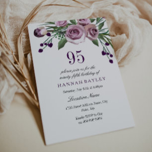 Invitation Élégant Plum violet Rose 95e anniversaire Invitati
