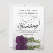 Invitation Élégant Plum violet Rose fantaisie QR Code Mariage (Devant)