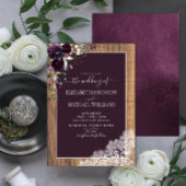 Invitation Élégant Plum violet rustique Mariage Script