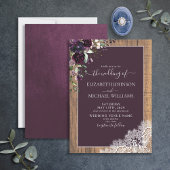 Invitation Élégant Plum violet rustique Mariage Script