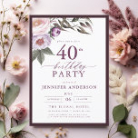Invitation Élégant Plum violet Script floral 40e anniversaire<br><div class="desc">Donnez le ton d'une fête sophistiquée avec une élégante invitation à l'anniversaire d'un script floral prune violet. Dotée de riches tons prune et de délicats accents floraux, cette décoration dégage un sentiment de luxe et de raffinement. La typographie de script gracieuse ajoute une touche personnalisée, parfaite pour un anniversaire ou...</div>