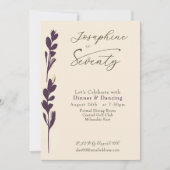 Invitation  Elegant Plum Watercolor Botanical 70th Birthday (Devant)