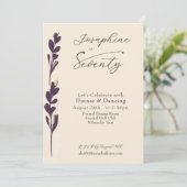 Invitation  Elegant Plum Watercolor Botanical 70th Birthday (Debout devant)
