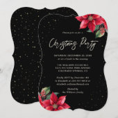 Invitation Elegant Poinsettia Black Christmas Party (Devant / Derrière)