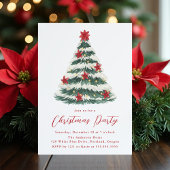 Invitation Elegant Poinsettia Christmas Tree Holiday Party