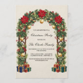 Invitation Elegant Poinsettia Christmas Trellis Party Design (Devant)