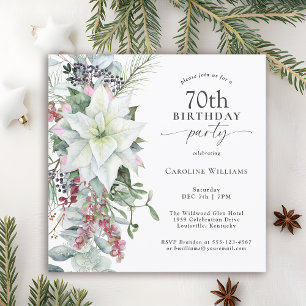 Invitation Elégant Poinsettia Florale Décembre 70 Anniversair