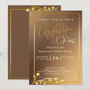 Invitation Élégant Poinsettia Gold Christmas