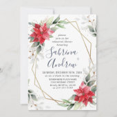 Invitation Elégant Poinsettia hiver Floral REHEARSAL DÎNER (Devant)