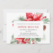 Invitation Élégant Poinsettia Noël Maison Ouverte En (Devant)