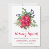 Invitation Elégant Poinsettia Rouge Noël Brunch (Devant)