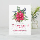 Invitation Elégant Poinsettia Rouge Noël Brunch (Debout devant)