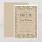 Invitation Elégant point Abstrait Fête des mariées beige noir (Devant / Derrière)
