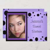 Invitation Élégant point noir pourpre Doux photo 16 (Devant / Derrière)