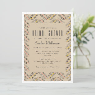 Invitation Élégant Points Abstraits Beige Noir Baby Shower