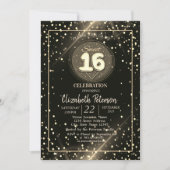 Invitation Elégant Pois or, Sweet 16 Party (Devant)