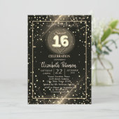 Invitation Elégant Pois or, Sweet 16 Party (Debout devant)