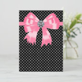 Invitation Élégant pois rose et noir (Debout devant)