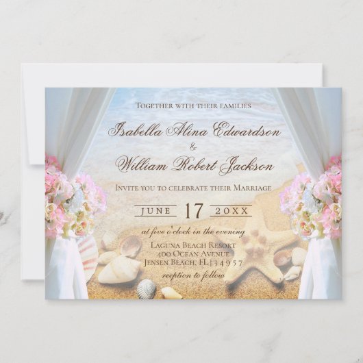 Invitation Elégant poisson-Starfish Tropical Plage Mariage (Devant)