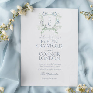 Invitation Élégant poitrine fleurie Dusty Mariage de script b