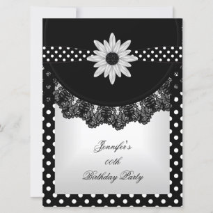 Invitation Elégant Polka Dot noir blanc dentelle