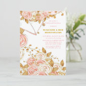 Invitation Élégant Pony Rose Or Peony Floral Bridesmaids Déje (Debout devant)