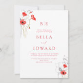 Invitation Élégant Poppy Red Monogram Floral Foral Mariage (Devant)